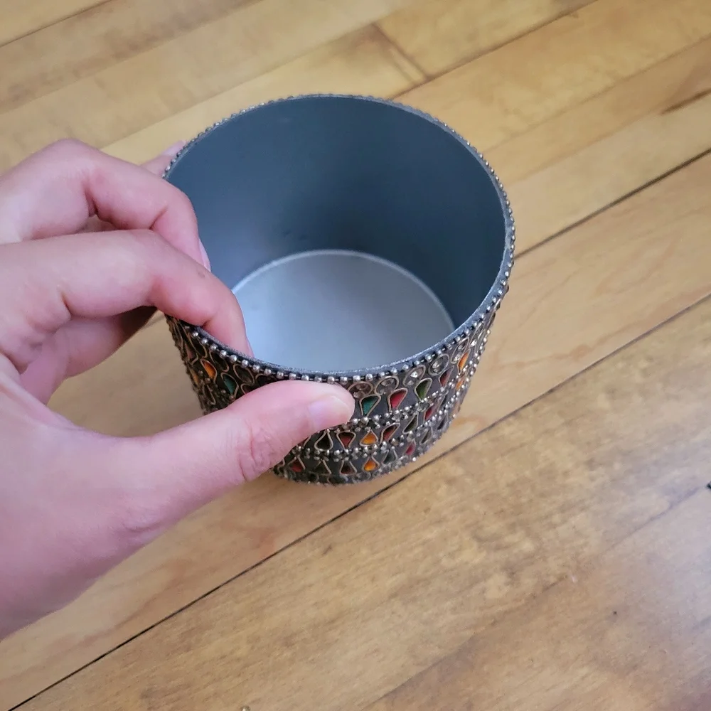 Vintage Indian Bejeweled Circular Box